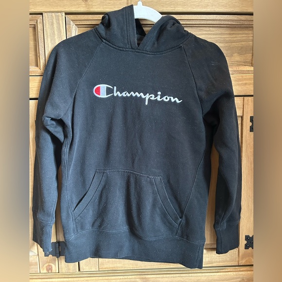 Kids size medium black champion hoodie - Picture 1 of 3